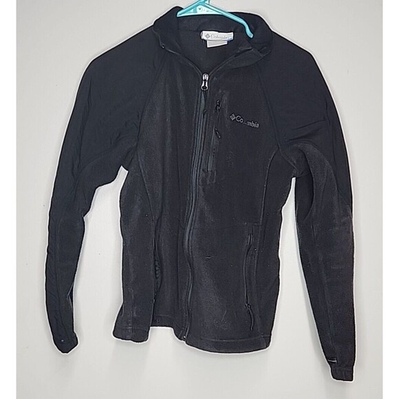 Columbia Fleece Jacket Womens Medium Black Full Zip fuzzy slim Gorpcore hiking - Picture 3 of 8